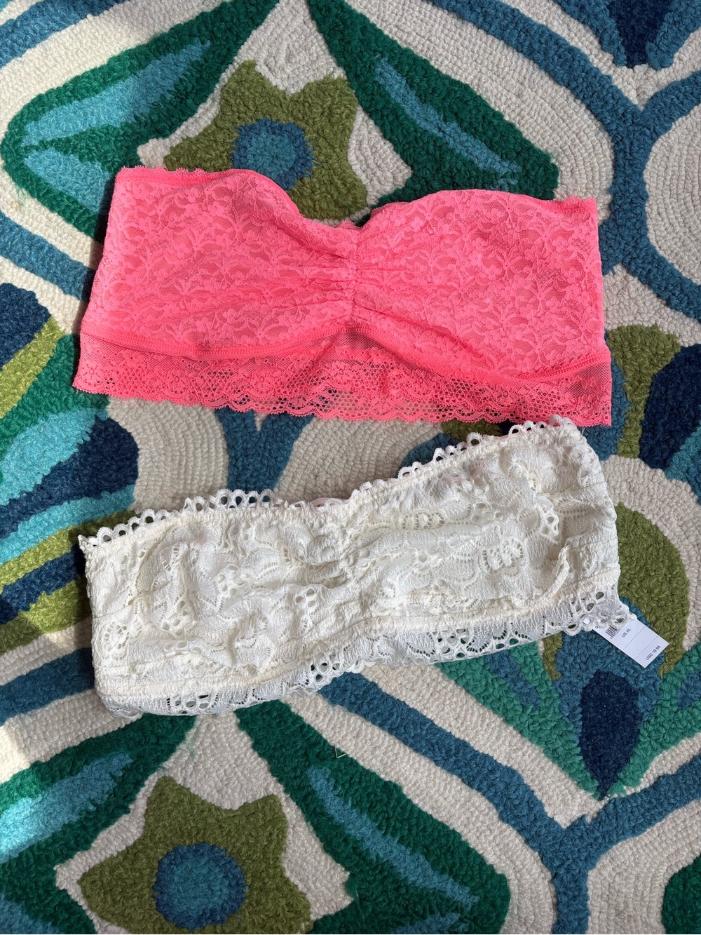 Set of 2 Aries Lace Bandeau Bralette - Pink and White